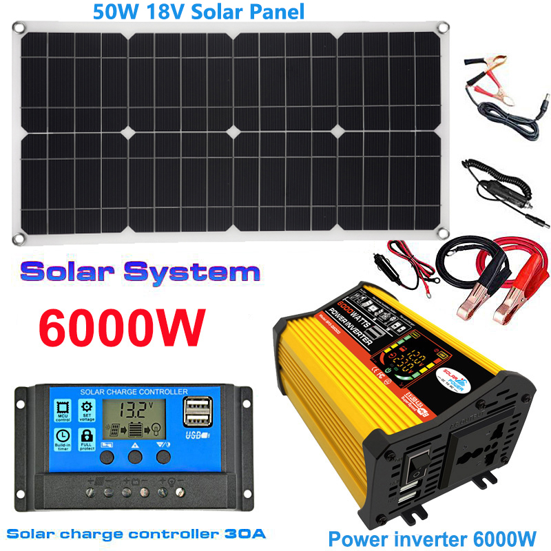 Renewable Energy Kit - Sistem Panel surya 110V/220V, 50W 18V